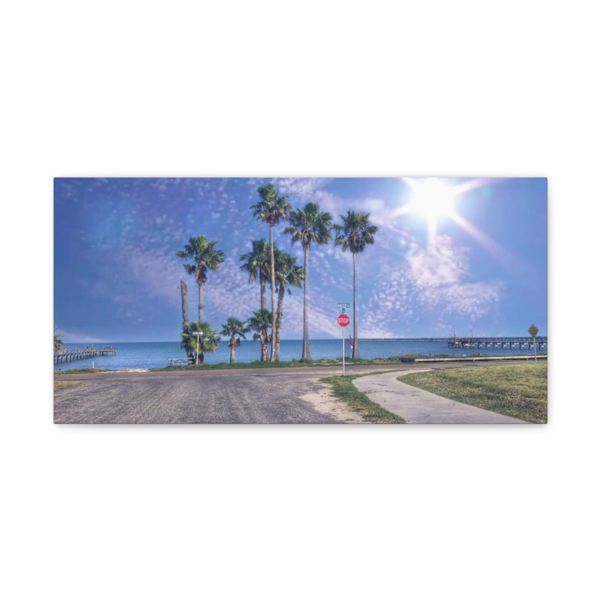 A view of Water Street in Rockport Texas Large Canvas Gallery Wrap