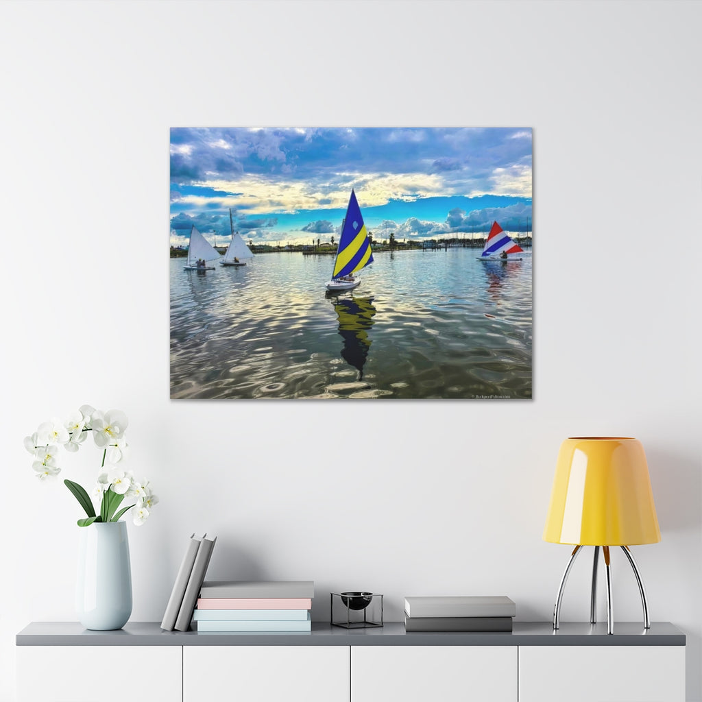 Sunfish Sailing in the Rockport Texas Harbor Canvas Gallery Wrap