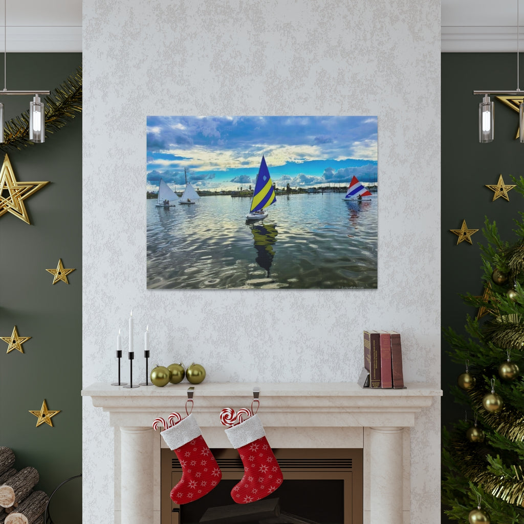Sunfish Sailing in the Rockport Texas Harbor Canvas Gallery Wrap