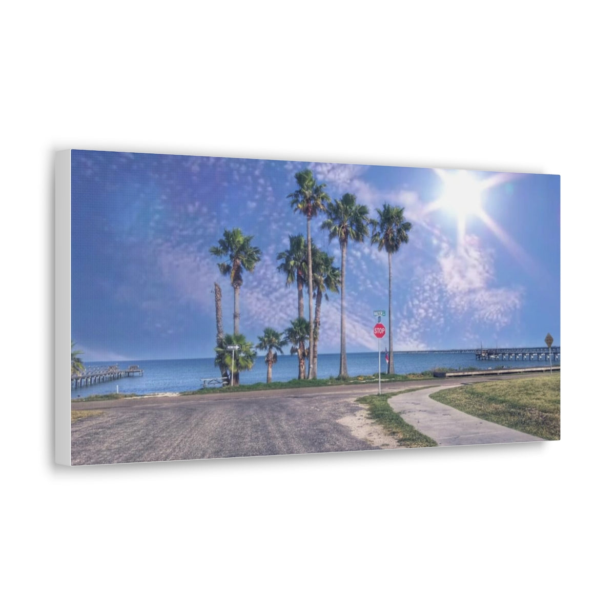 A view of Water Street in Rockport Texas Large Canvas Gallery Wrap